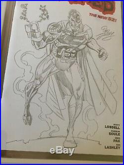 Cyborg Superman Original Art Sketch Cover By Creator Dan Jurgens Cgc 9.8