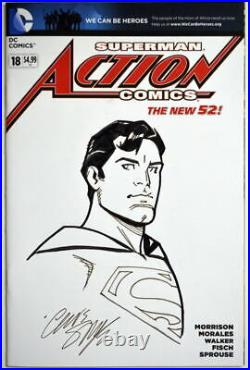 DC Sketch Cover Superman ACTION COMICS New 52 #18 Original B/W Art Chris Sprouse
