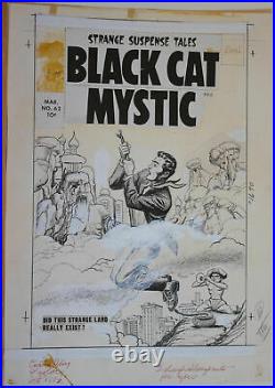 DOUG WILDEY (attributed) original art, BLACK CAT MYSTIC Cover #62,13x19, 1958
