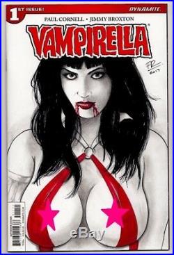 DYNAMITE Comics VAMPIRELLA #1 Original Art Blank Sketch Cover BLOOD SEX TITS 3