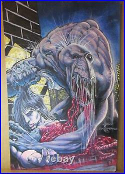 Dale Keown Original MONSTER PAINTING 1990 COVER ART Alien Gory 11x17 Somerville