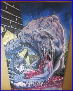 Dale Keown Original MONSTER PAINTING 1990 COVER ART Alien Gory 11x17 Somerville