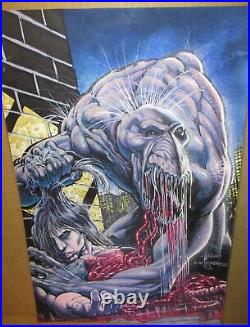 Dale Keown Original MONSTER PAINTING 1990 COVER ART Alien Gory 11x17 Somerville