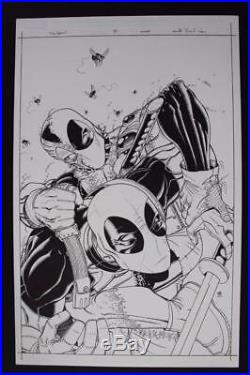 Deadpool #46 COVER (Original Art) 2011 Nick Bradshaw Marvel Two Deadpools Battle