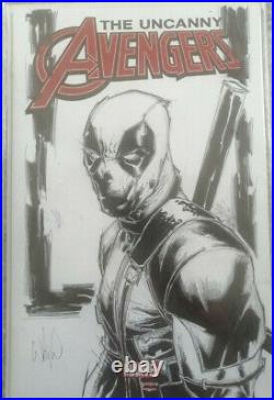 Deadpool Black Cover Sketch Original Comic Art OA by Whilce Portacio -Marvel