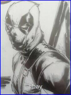 Deadpool Black Cover Sketch Original Comic Art OA by Whilce Portacio -Marvel