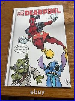 Deadpool Comic Book Original Art Sketch Cover Yoda Hand Drawn