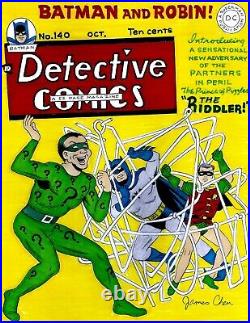 Detective Comics # 140 Cover Recreation 1st Riddler Original Comic Color Art