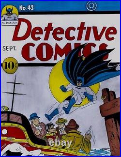 Detective Comics # 43 1940 Golden Age Batman Cover Recreation Original Comic Art