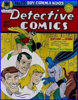 Detective Comics # 79 Cover Recreation 1943 Batman Original Comic Color Art