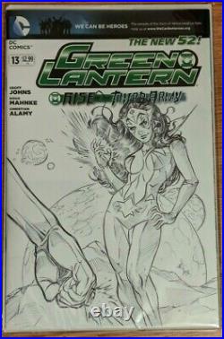Drew Johnson Star Sapphire Green Lantern 13 Blank Sketch Cover Original Art