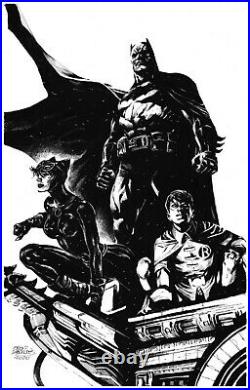 Eddy Barrows Batman Catwoman Robin Original Art Pinup Commission Cover Quality