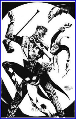 Eddy Barrows Harley Quinn / Joker Original Art Pinup Commission Cover Quality