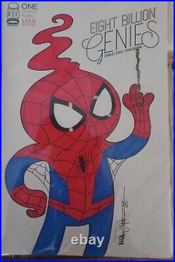 Eight Billion Genies Spider-Man Original Art Sketch, On A Sketch Cover