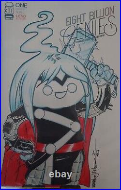 Eight Billion Genies Thor Original Art Sketch, On A Sketch Cover