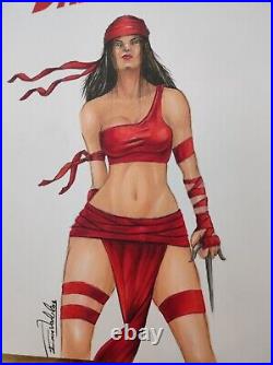 Elektra Daredevil Blank Cover Original art Sketch by Emre Varlibas