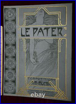 Exrare Original 1899 Alphonse Mucha Le Pater Cover Huge Gold Art Nouveau Beauty
