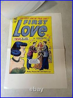 FIRST LOVE #2 COVER ART original cover proof 1949 withPRINTER INVOICE RARE romance