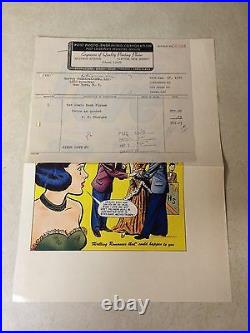 FIRST LOVE #2 COVER ART original cover proof 1949 withPRINTER INVOICE RARE romance
