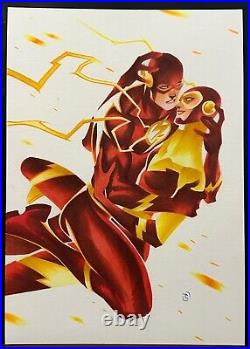 Flash Couple Original Color Pinup Art By Famous Marvel DC Artist Thony Silas