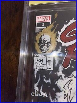 GHOST RIDER #1 BLANK CBCS SS 9.8 with ORIGINAL ART/SKETCH GR #15 Homage GITD Cover