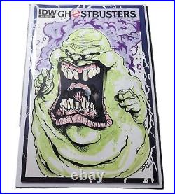 Ghostbusters #10 (2013) IDW Sketch Cvr FULL COLOR Slimer Orig Art JOHN MARROQUIN