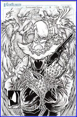Gunslinger Spawn #18. Original, B/W, drawing, sketch cover art by Calvin Henio