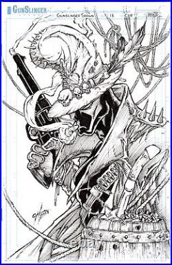 Gunslinger Spawn #18. Original, drawing, B/W, sketch cover art by Calvin Henio
