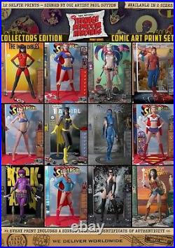 HARLEY QUINN Supergirl WONDER WOMAN Catwoman'COVER GIRLS' 12 Comic Print A3 Set