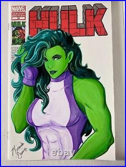 HULK #50 She-Hulk Sketch Cover Original Art by Miranda Gainey Acrylic Paint