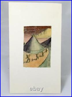 Hannes Bok Original Art Exceptional 1931 Pencil and Watercolor Scene