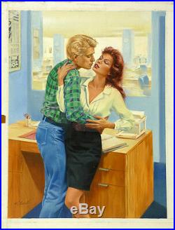Harlequin OFFICE ROMANCE COVER PAINTING ED TADIELLO ART +Model Photo Bantam Book
