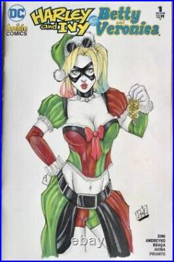 Harley Quinn Christmas Blank Sketch Cover Original Art 1/1 by Ryan Kincaid