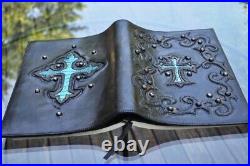 Horsehide Leather spiritual Journal cover Ostrich inlay original art Eddie brat