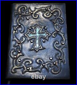 Horsehide Leather spiritual Journal cover Ostrich inlay original art Eddie brat