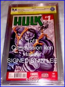 Hulk #1 Blank Cover Original Art Cbcs 9.8 Ss Signed Stan Lee & Haeser + Color