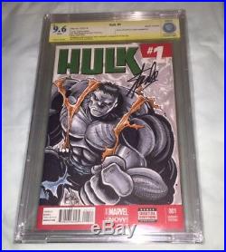 Hulk #1 Blank Cover Original Art Cbcs 9.8 Ss Signed Stan Lee & Haeser + Color