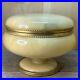 ITALIAN-Marble-Onix-Alabaster-Gilt-Gold-Metal-Hinged-Lid-Round-Casket-BOX-Jar-01-pvk