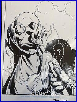 IVAN REIS JOE PRADO SIGNED ORIGINAL FLASH #51 COVER ART DC WithBATMAN'S RIDDLER