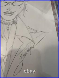 JAMIE TYNDALL ORIGINAL HARLEY QUINN Sketch Art SIGNED JOKER BATMAN W COA