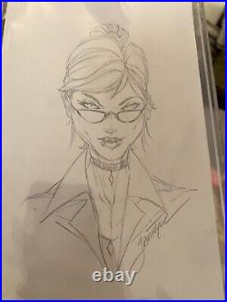 JAMIE TYNDALL ORIGINAL HARLEY QUINN Sketch Art SIGNED JOKER BATMAN W COA