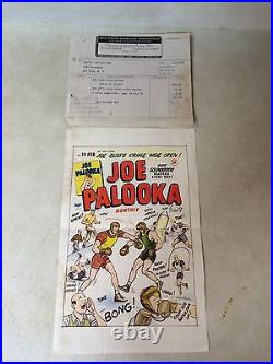 JOE PALOOKA #29 ART original cover proof 1948 withPRINTER INVOICE boxing