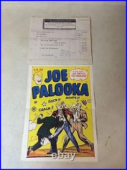 JOE PALOOKA #30 COVER ART original cover proof 1948 withPRINTER INVOICE - RARE