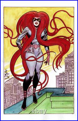 Jack Kirby Superhero Homage Marvel Comics Inhumans Medusa Original Art Burcham