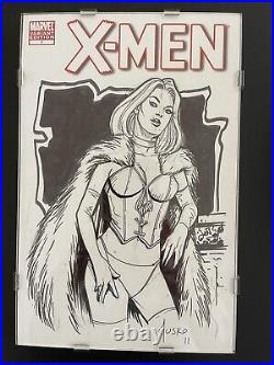 Joe Jusko Original Comic Art Sketch Commission Blank Cover X-Men #7 Emma Frost