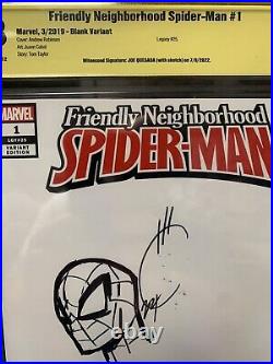 Joe Quesada Spider-man Remark Sketch Art On Blank Cover Cbcs Grade 9.8