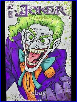 Joker 80th Anniversary #1 Original Art Colored Sketch Cover Signed & Sketched