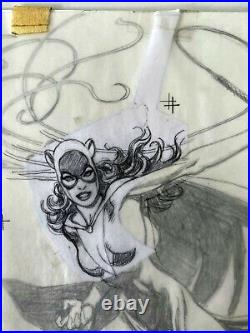Jose Luis Garcia-Lopez Original Pencil Art! Batgirl and Catwoman 2008 DC Style