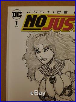 Justice League No Justice #1 Blank Cover JIM BALENT STARFIRE ORIGINAL ARTWORK