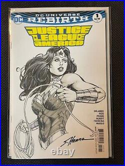 Justice League of America Rebirth 1 Scott Hanna Sketch Original Art Blank Cover